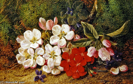 Wikioo.org - The Encyclopedia of Fine Arts - Painting, Artwork by George Clare - Blossom And Geraniums