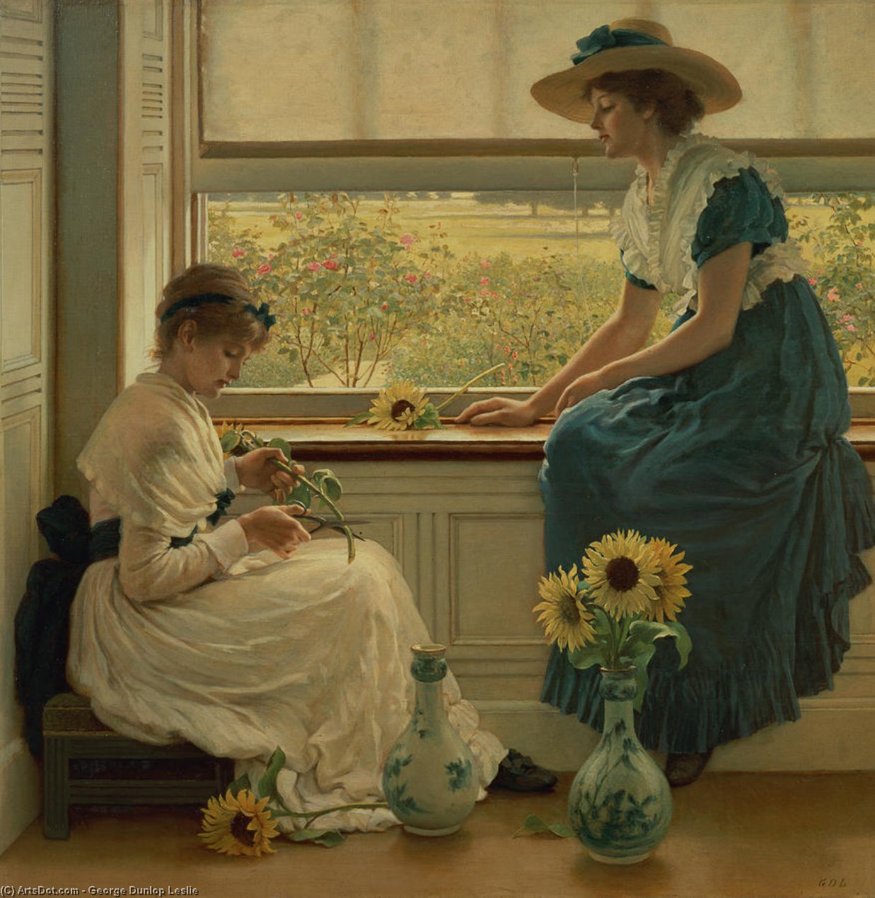 Wikioo.org - The Encyclopedia of Fine Arts - Painting, Artwork by George Dunlop Leslie - Sun And Moon Flowers