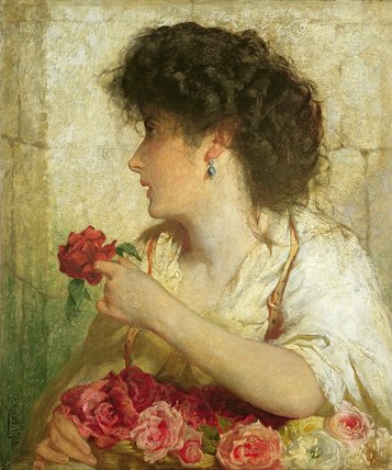 Wikioo.org - The Encyclopedia of Fine Arts - Painting, Artwork by George Elgar Hicks - A Summer Rose