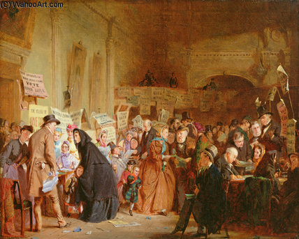 WikiOO.org - Encyclopedia of Fine Arts - Målning, konstverk George Elgar Hicks - An Infant Orphan Election At The London Tavern