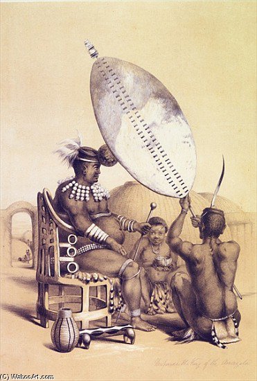 WikiOO.org - Encyclopedia of Fine Arts - Målning, konstverk George French Angas - Umpanda The King Of The Amazulu