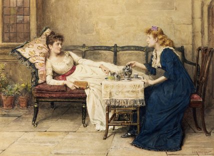 Wikioo.org - The Encyclopedia of Fine Arts - Painting, Artwork by George Goodwin Kilburne - Afternoon Tea -