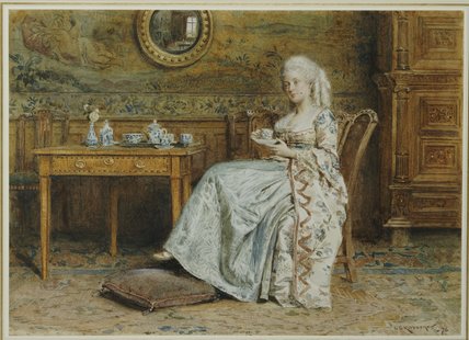 WikiOO.org - Encyclopedia of Fine Arts - Maleri, Artwork George Goodwin Kilburne - Afternoon Tea