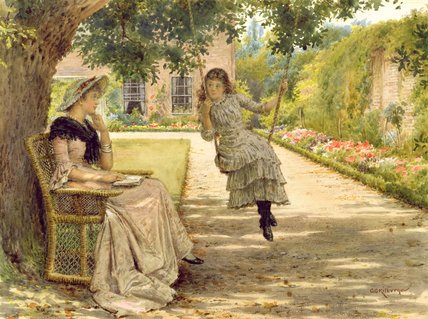 Wikioo.org – L'Enciclopedia delle Belle Arti - Pittura, Opere di George Goodwin Kilburne - In giardino
