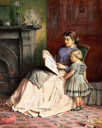 WikiOO.org - Encyclopedia of Fine Arts - Maleri, Artwork George Goodwin Kilburne - Mother And Daughter