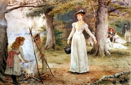 Wikioo.org - The Encyclopedia of Fine Arts - Painting, Artwork by George Goodwin Kilburne - Stoking The Fire