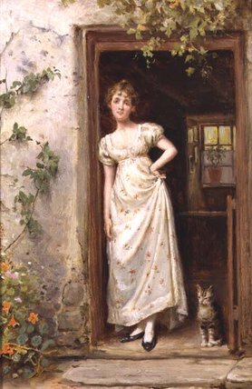 WikiOO.org - אנציקלופדיה לאמנויות יפות - ציור, יצירות אמנות George Goodwin Kilburne - The Cottage Door