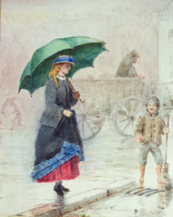 Wikioo.org - The Encyclopedia of Fine Arts - Painting, Artwork by George Goodwin Kilburne - The Green Umbrella