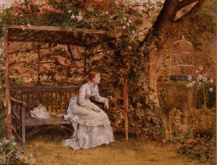WikiOO.org - Enciclopedia of Fine Arts - Pictura, lucrări de artă George Goodwin Kilburne - The Lady And Her Parrot