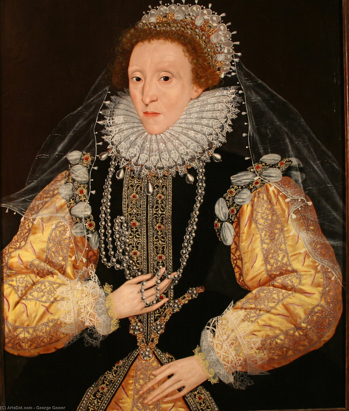 Wikioo.org - The Encyclopedia of Fine Arts - Painting, Artwork by George Gower - Portrait Of Queen Elizabeth I The Drewe Portrait