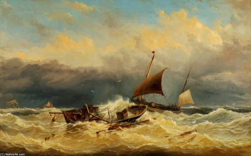 Wikioo.org - The Encyclopedia of Fine Arts - Painting, Artwork by George Gregory - Salvaging The Wreck