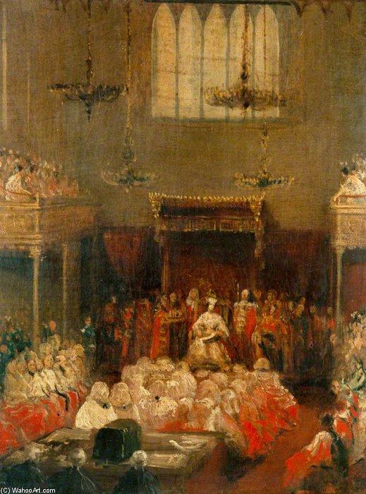 Wikioo.org - The Encyclopedia of Fine Arts - Painting, Artwork by George Hayter - Queen Victoria Opening Parliament