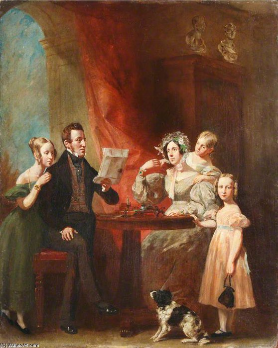 WikiOO.org - 백과 사전 - 회화, 삽화 George Hayter - The Town Clerk Of Brecon And His Family