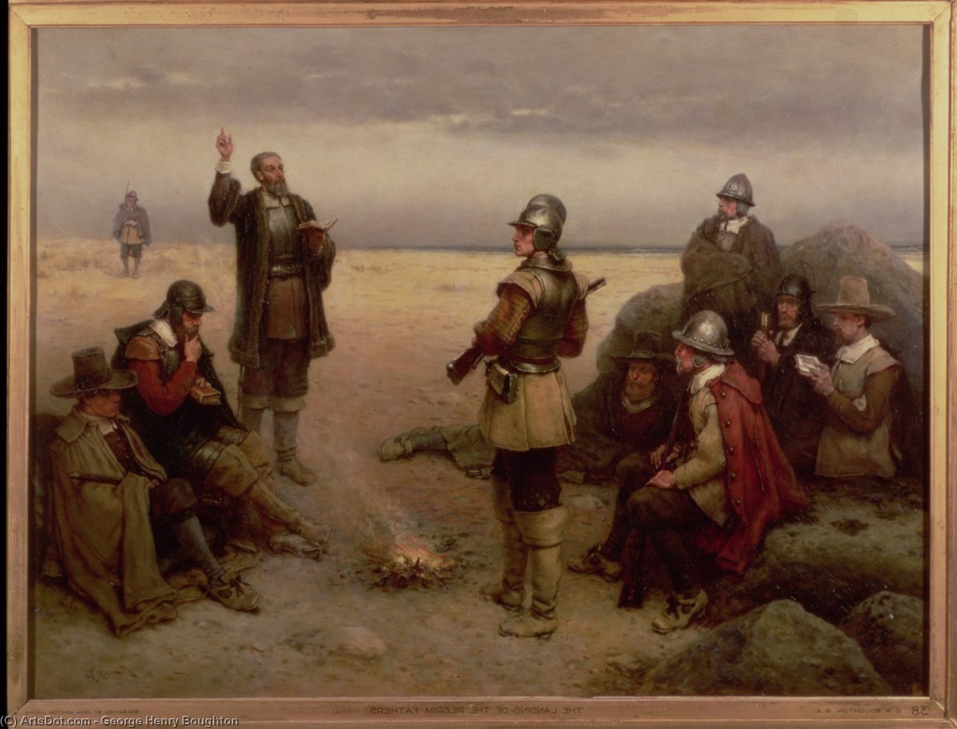 Wikioo.org - The Encyclopedia of Fine Arts - Painting, Artwork by George Henry Boughton - The Landing Of The Pilgrim Fathers