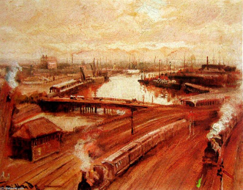 WikiOO.org - Güzel Sanatlar Ansiklopedisi - Resim, Resimler George Hyde Pownall - Back Of Flinders St Station