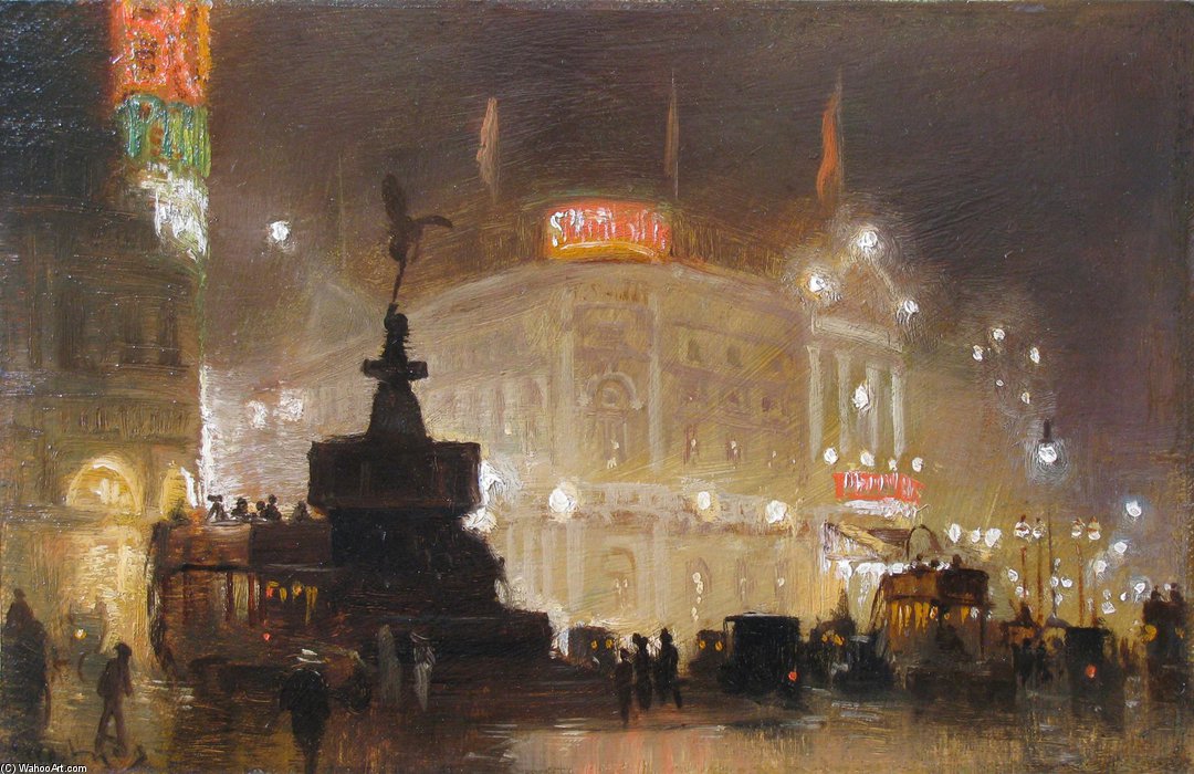 Wikioo.org - The Encyclopedia of Fine Arts - Painting, Artwork by George Hyde Pownall - Piccadilly Circus -