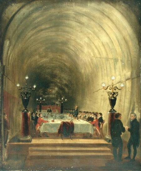 Wikioo.org - The Encyclopedia of Fine Arts - Painting, Artwork by George Jones - Anquet In Thames Tunnel Held On 10th November To Celebrate The Tunnel's Progress