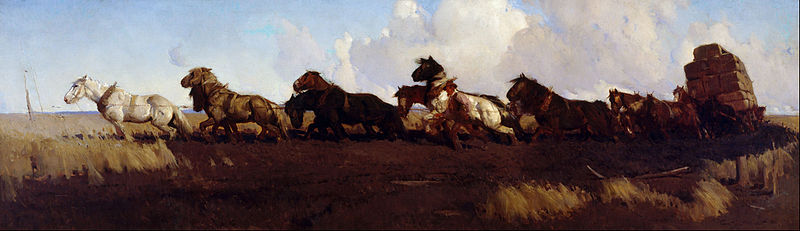 WikiOO.org - Encyclopedia of Fine Arts - Maalaus, taideteos George Lambert - Across The Black Soil Plains -