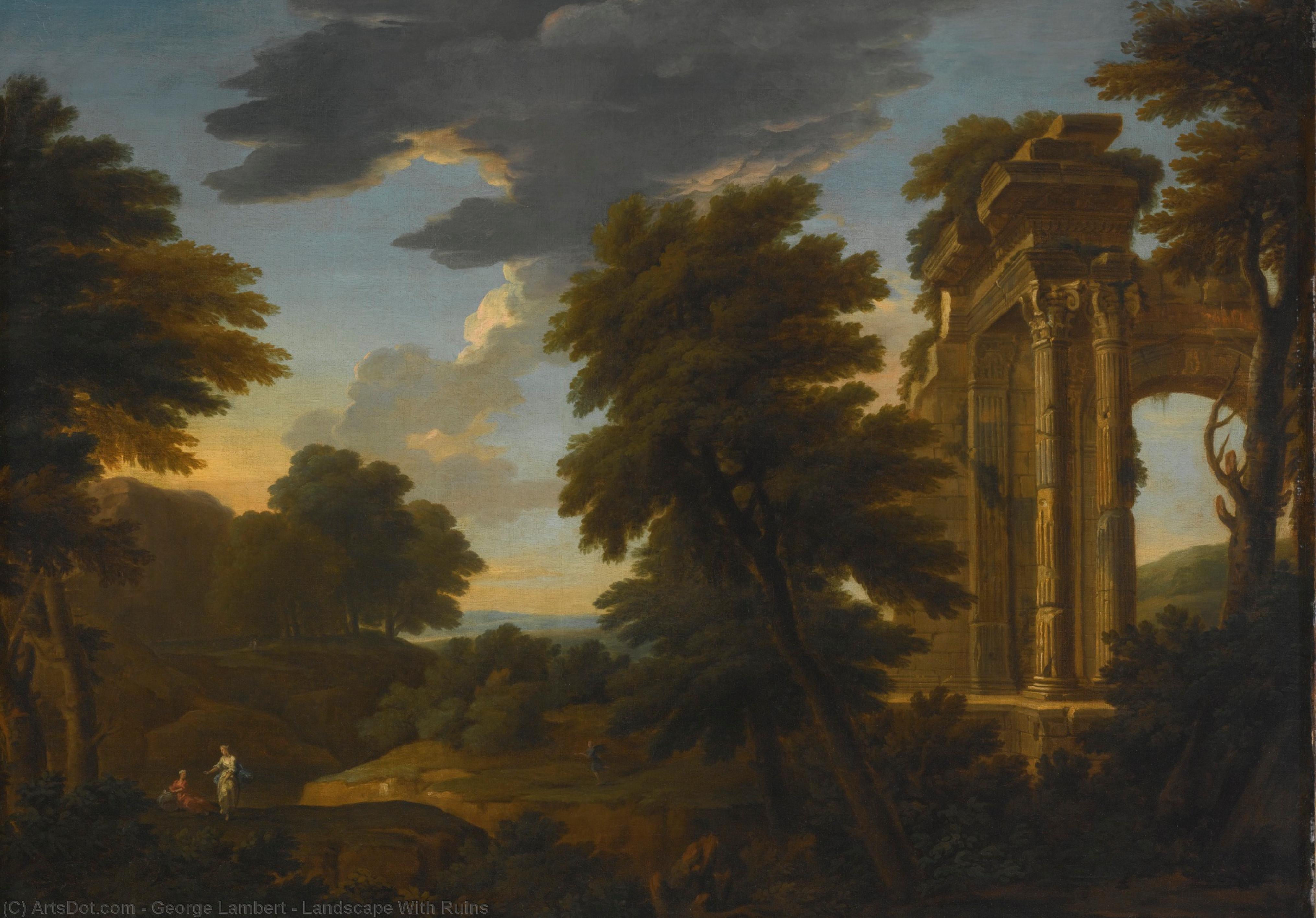 Wikioo.org - The Encyclopedia of Fine Arts - Painting, Artwork by George Lambert - Landscape With Ruins