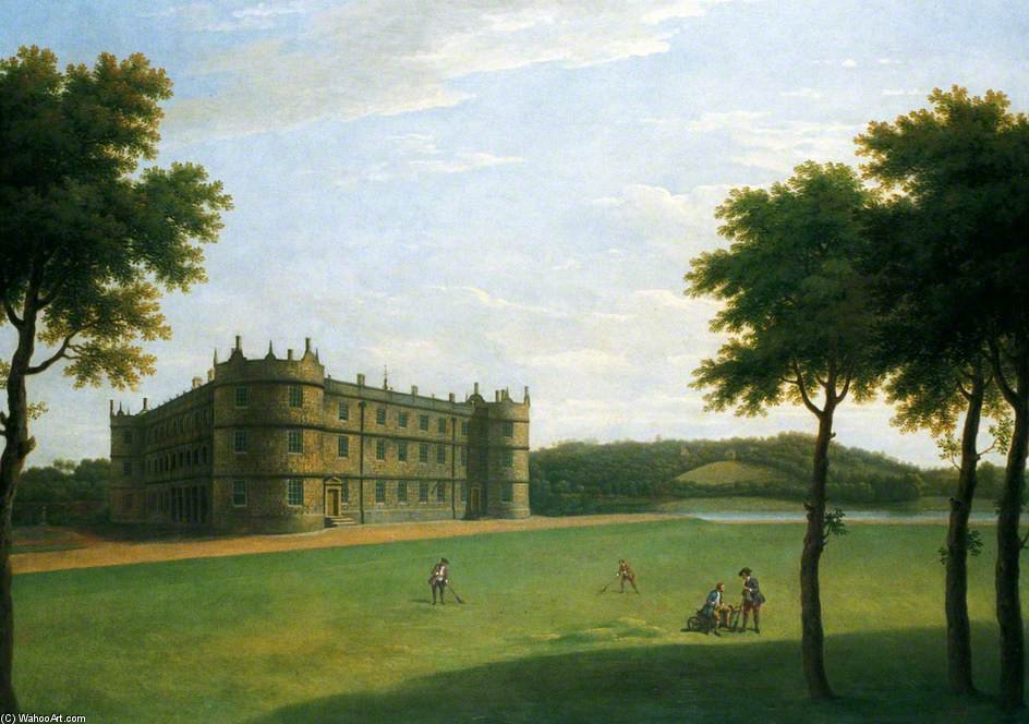 WikiOO.org - Encyclopedia of Fine Arts - Lukisan, Artwork George Lambert - Longford Castle From The South West