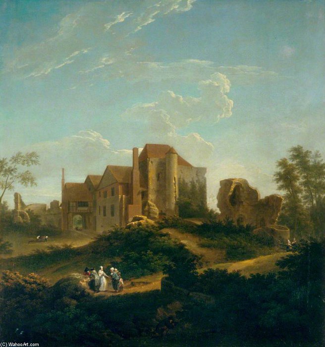 Wikioo.org – L'Enciclopedia delle Belle Arti - Pittura, Opere di George Lambert - rovine di Leybourne Castello , Kent , dal sud ovest
