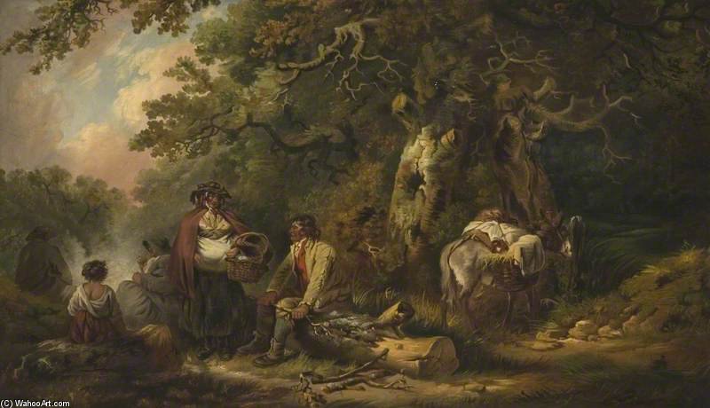 Wikioo.org - The Encyclopedia of Fine Arts - Painting, Artwork by George Morland - A Halt By The Way