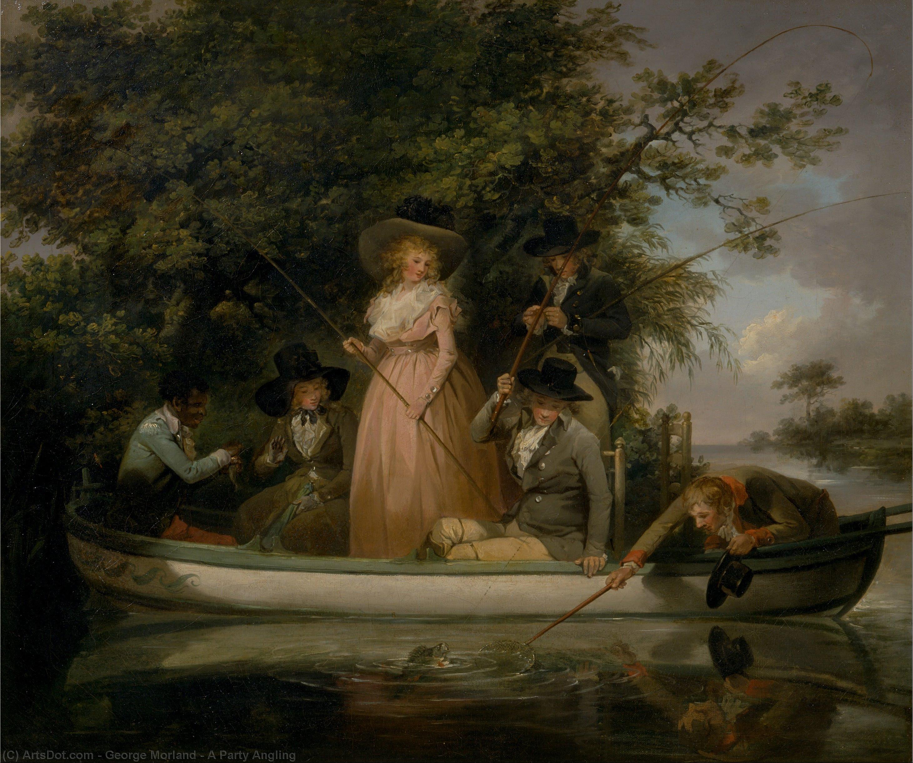 Wikioo.org - The Encyclopedia of Fine Arts - Painting, Artwork by George Morland - A Party Angling