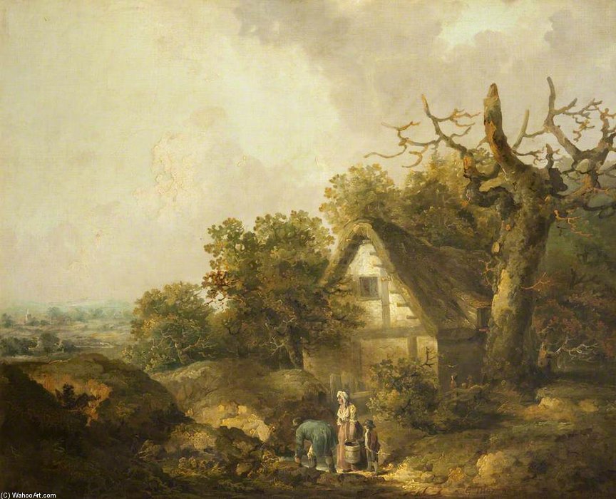 WikiOO.org - אנציקלופדיה לאמנויות יפות - ציור, יצירות אמנות George Morland - A Rustic Cottage