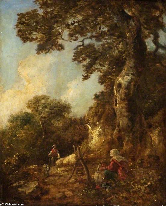 Wikioo.org - The Encyclopedia of Fine Arts - Painting, Artwork by George Morland - A Woodland Scene