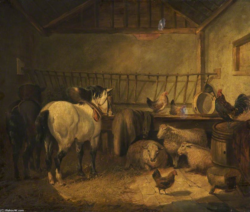 Wikioo.org - The Encyclopedia of Fine Arts - Painting, Artwork by George Morland - Animals In A Stable