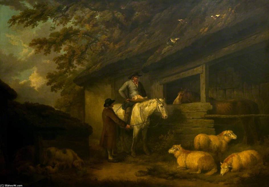 Wikioo.org - The Encyclopedia of Fine Arts - Painting, Artwork by George Morland - Bargaining For Sheep
