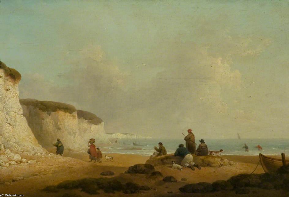 Wikioo.org - สารานุกรมวิจิตรศิลป์ - จิตรกรรม George Morland - Calm Off The Coast Of The Isle Of Wight