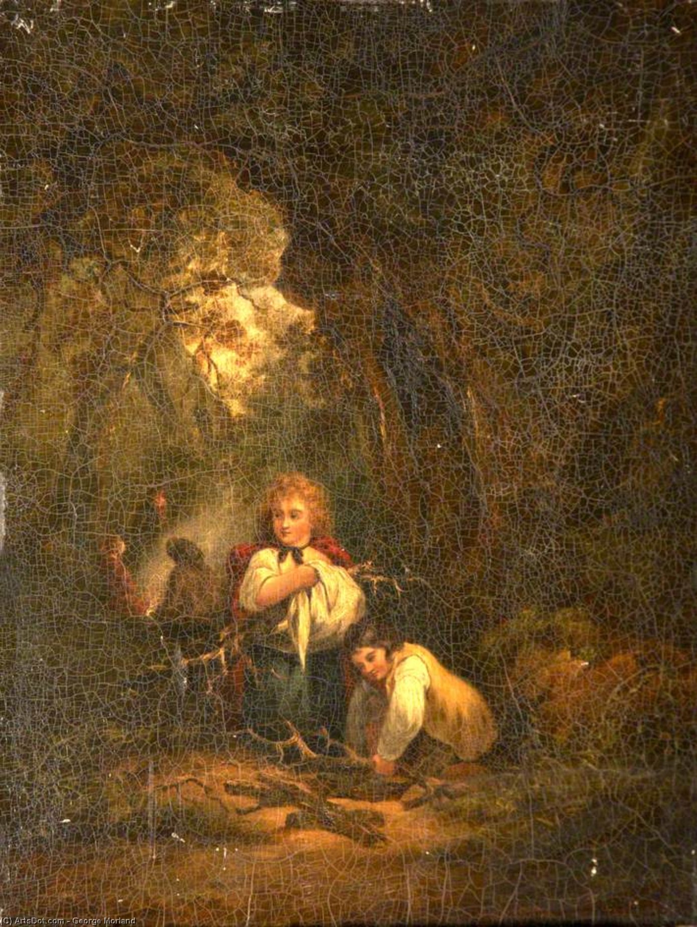 Wikioo.org - The Encyclopedia of Fine Arts - Painting, Artwork by George Morland - Gathering Wood