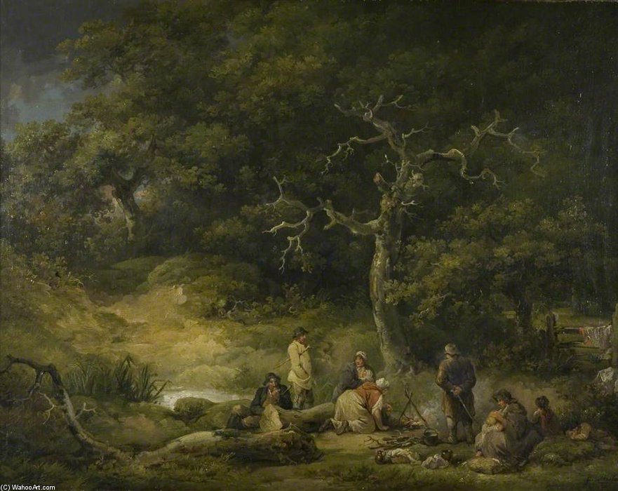 Wikioo.org - The Encyclopedia of Fine Arts - Painting, Artwork by George Morland - Gypsies In A Landscape