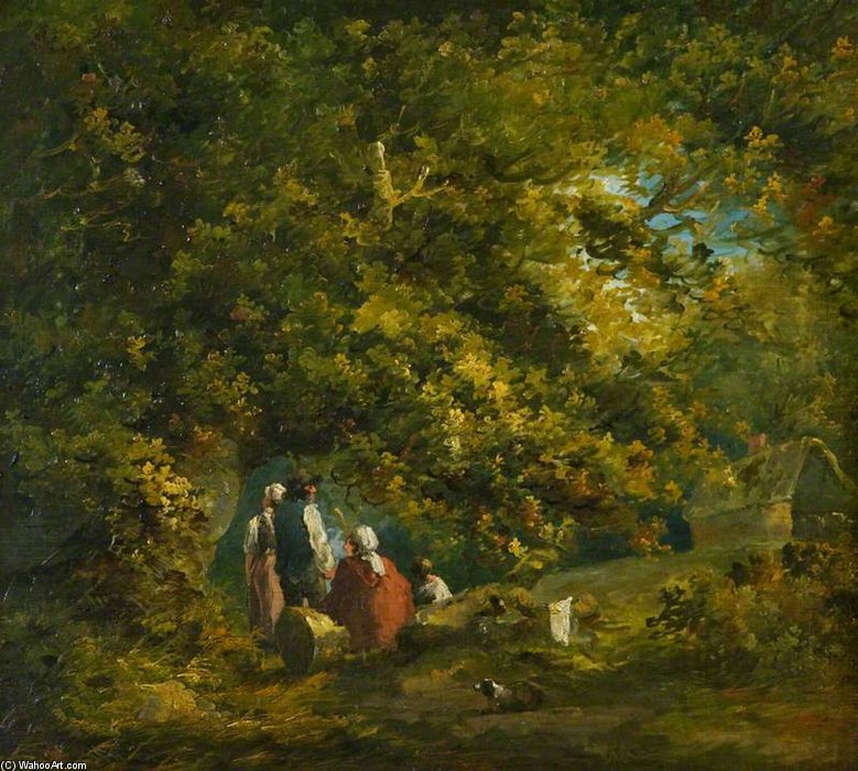 Wikioo.org - สารานุกรมวิจิตรศิลป์ - จิตรกรรม George Morland - Gypsies In A Wood