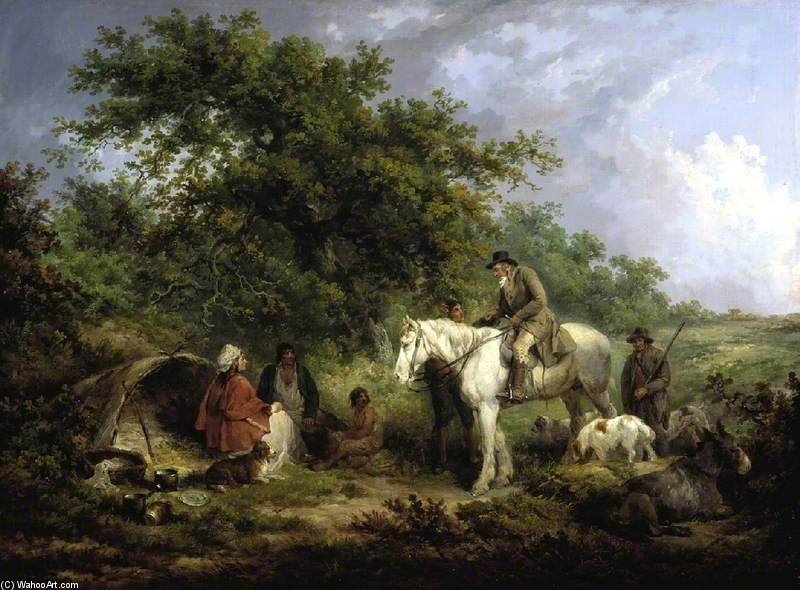 Wikioo.org - The Encyclopedia of Fine Arts - Painting, Artwork by George Morland - Morning (the Benevolent Sportsman)