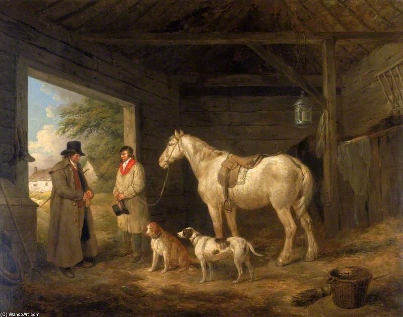 Wikioo.org - The Encyclopedia of Fine Arts - Painting, Artwork by George Morland - Paying The Ostler