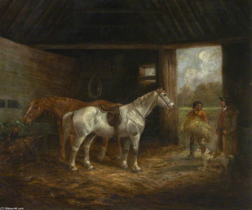 WikiOO.org - Encyclopedia of Fine Arts - Maalaus, taideteos George Morland - Stable Interior