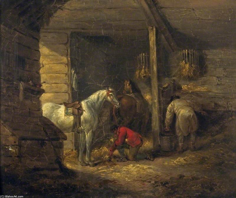 Wikioo.org - The Encyclopedia of Fine Arts - Painting, Artwork by George Morland - Stable Scene