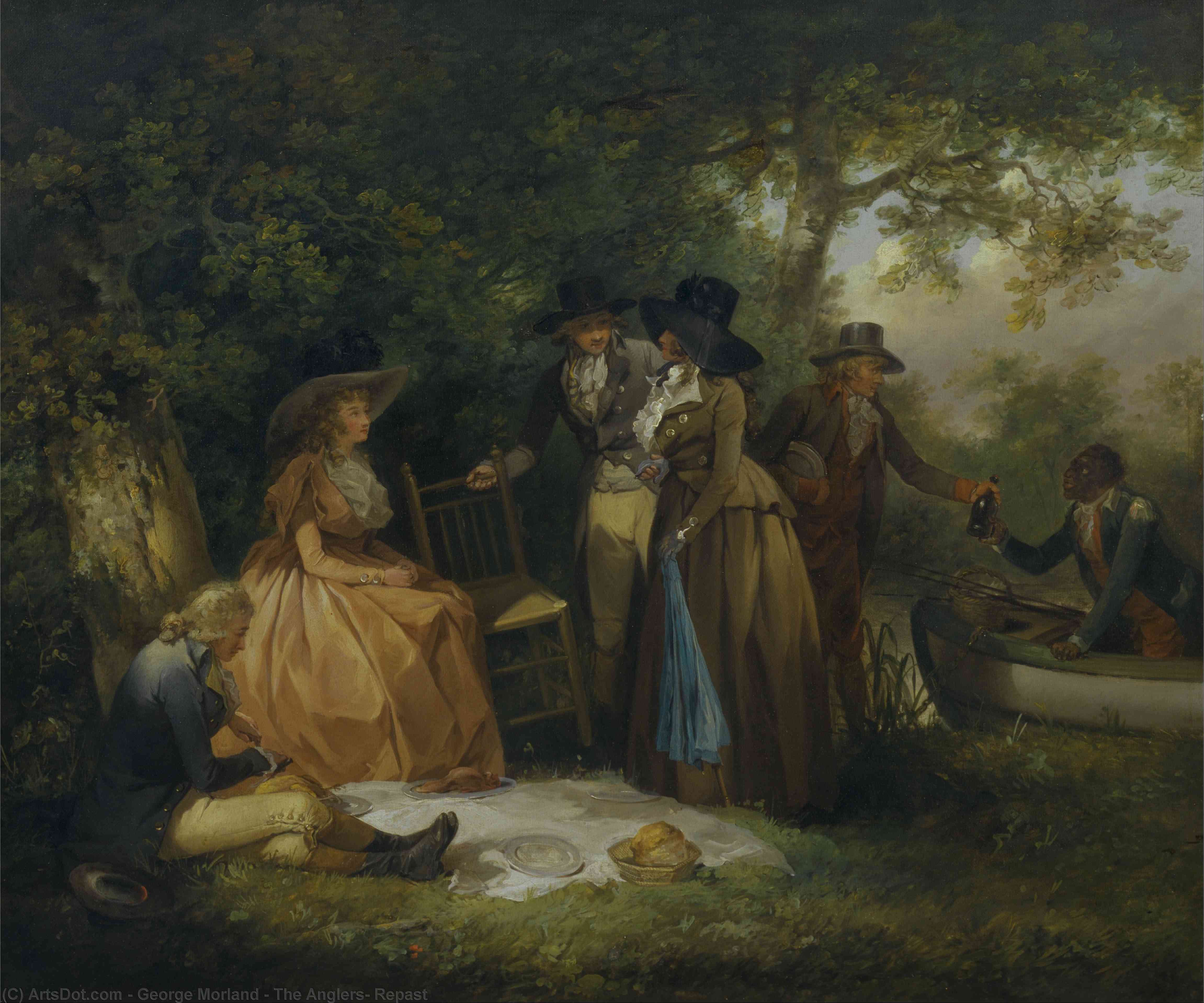 Wikioo.org - The Encyclopedia of Fine Arts - Painting, Artwork by George Morland - The Anglers' Repast