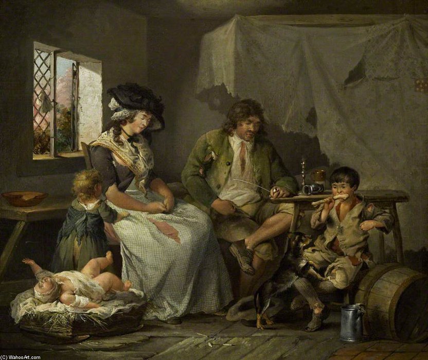 Wikioo.org - The Encyclopedia of Fine Arts - Painting, Artwork by George Morland - The Miseries Of Idleness