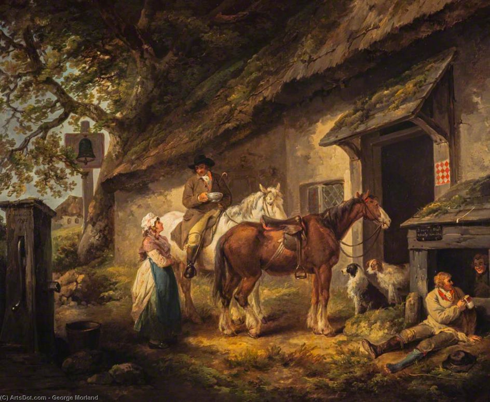 WikiOO.org - Encyclopedia of Fine Arts - Maalaus, taideteos George Morland - The Public House Door