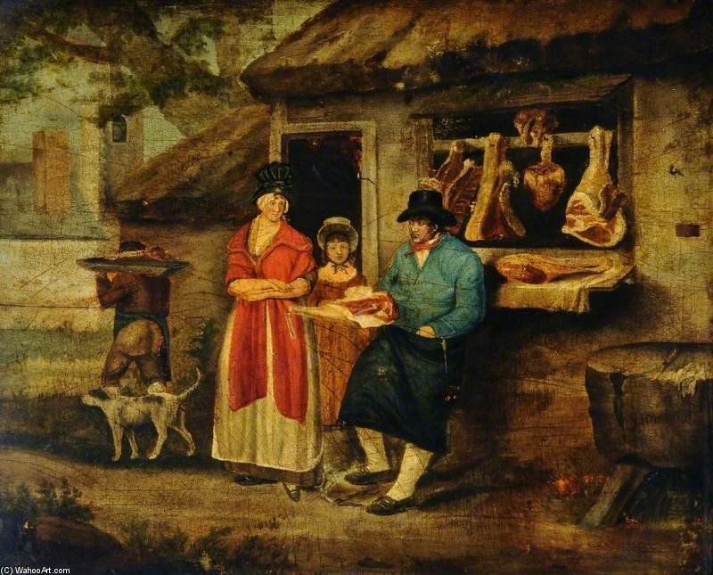 Wikioo.org - The Encyclopedia of Fine Arts - Painting, Artwork by George Morland - The Village Butcher