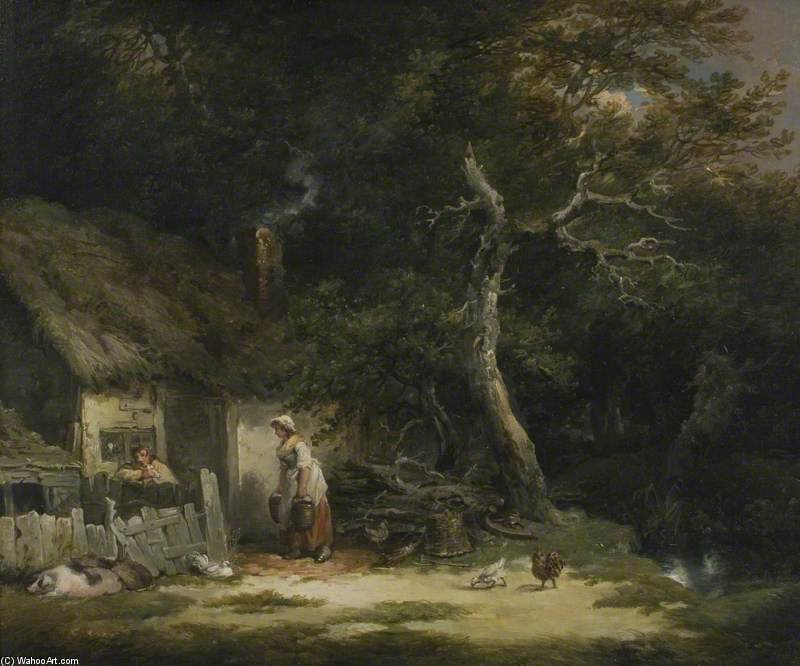 Wikioo.org - The Encyclopedia of Fine Arts - Painting, Artwork by George Morland - The Woodman's Cottage
