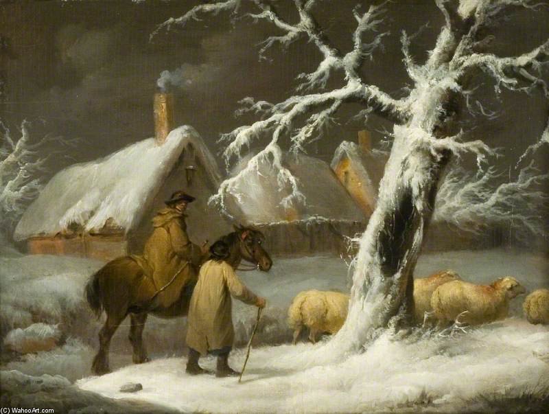 WikiOO.org - Encyclopedia of Fine Arts - Lukisan, Artwork George Morland - Winter Landscape