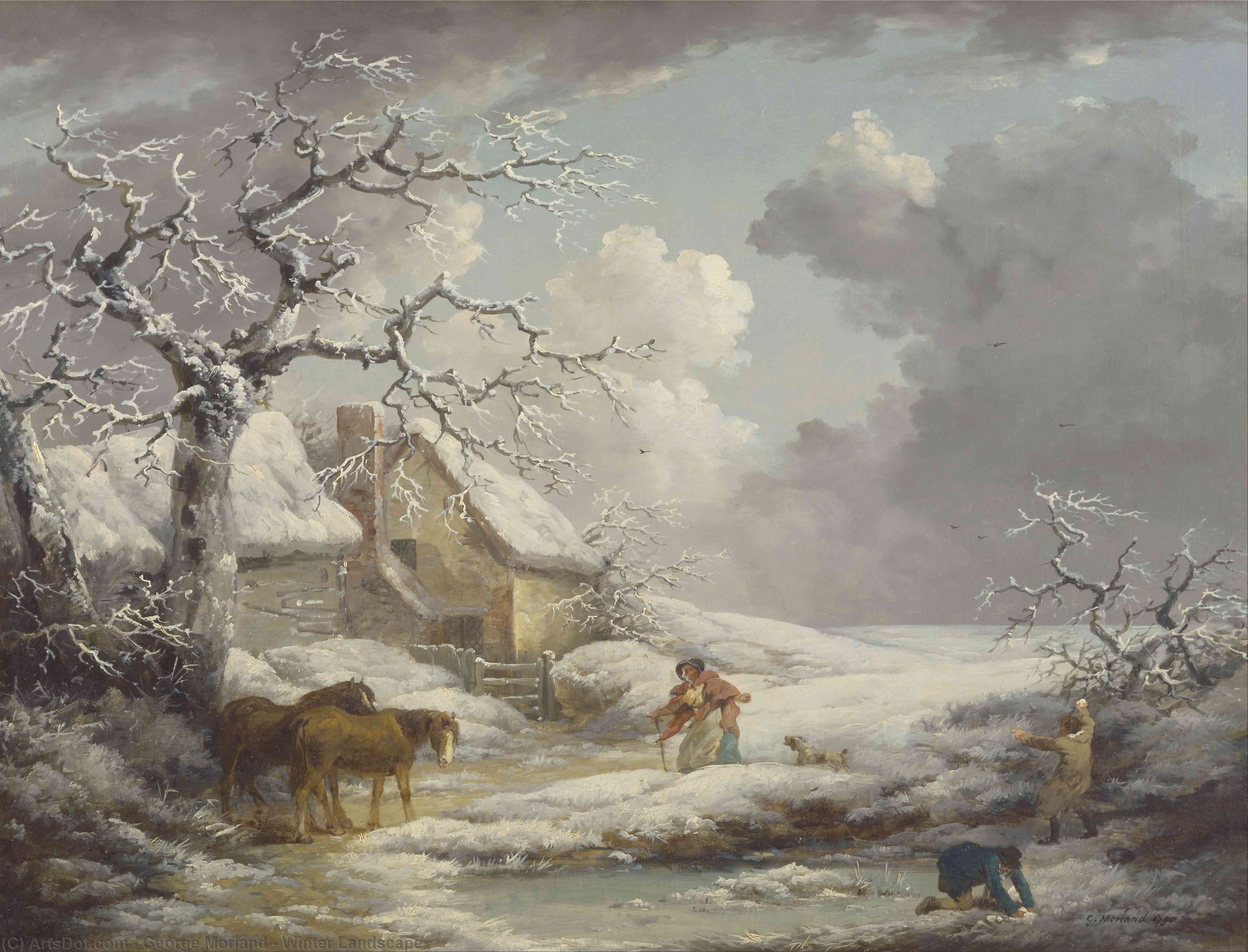 WikiOO.org - Encyclopedia of Fine Arts - Lukisan, Artwork George Morland - Winter Landscape