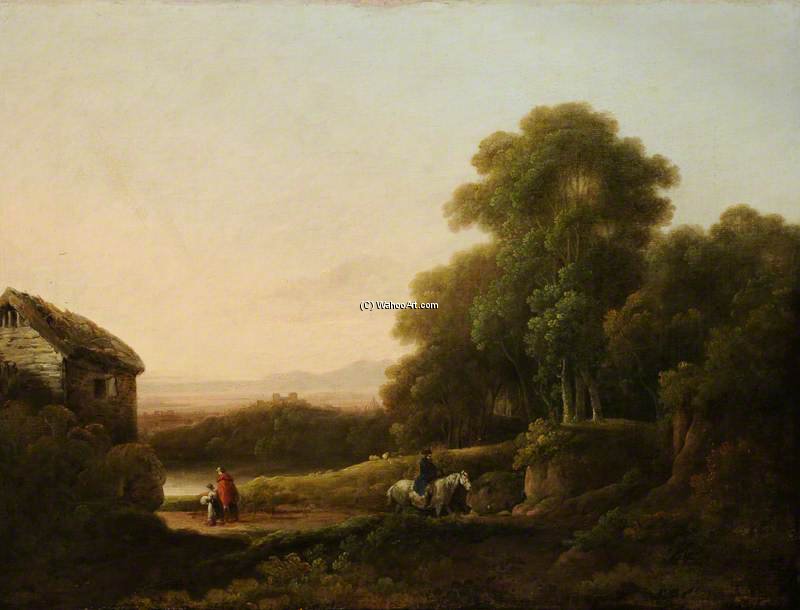 Wikioo.org - The Encyclopedia of Fine Arts - Painting, Artwork by George Morland - Wooded Landscape With Figures