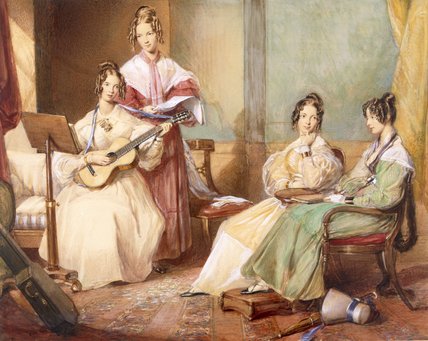 Wikioo.org - The Encyclopedia of Fine Arts - Painting, Artwork by George Richmond - The Four Daughters Of Archbishop Sumner