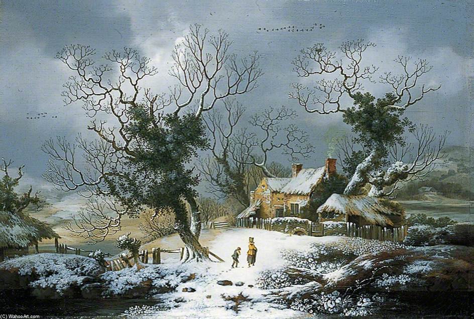 WikiOO.org - Encyclopedia of Fine Arts - Lukisan, Artwork George Smith - Winter Landscape