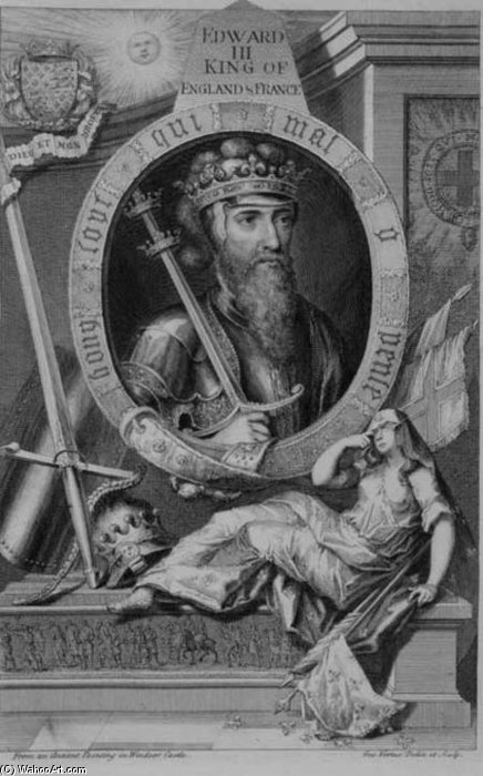 WikiOO.org - Güzel Sanatlar Ansiklopedisi - Resim, Resimler George Vertue - Edward Iii King Of England From 1327, After A Painting In Windsor Castle, Engraved By The